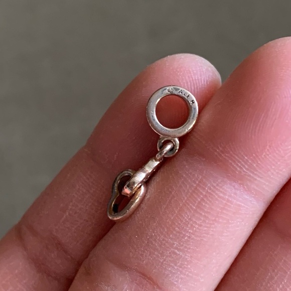 Retired Pandora Rose Interlocking Love Heart Dangle Charm with Clear Zirconia - Picture 6 of 6